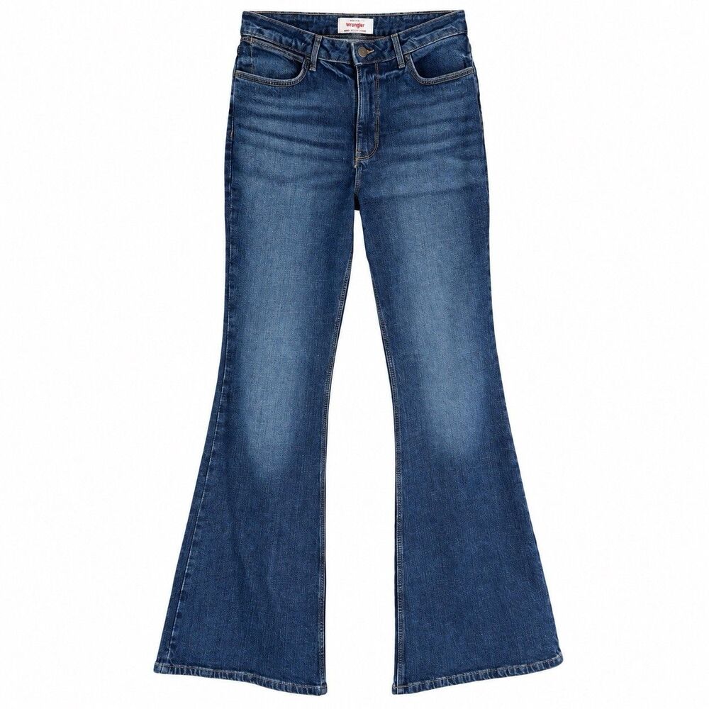 Wrangler Fierce Flare Jeans Womens 8x32 Blue High Rise Stretch Denim Western
